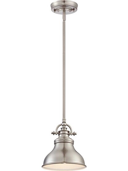 Emery Rod Hung Mini Pendant in Brushed Nickel.